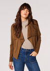 Cropped Suede Waterfall Jacket, Brown, large