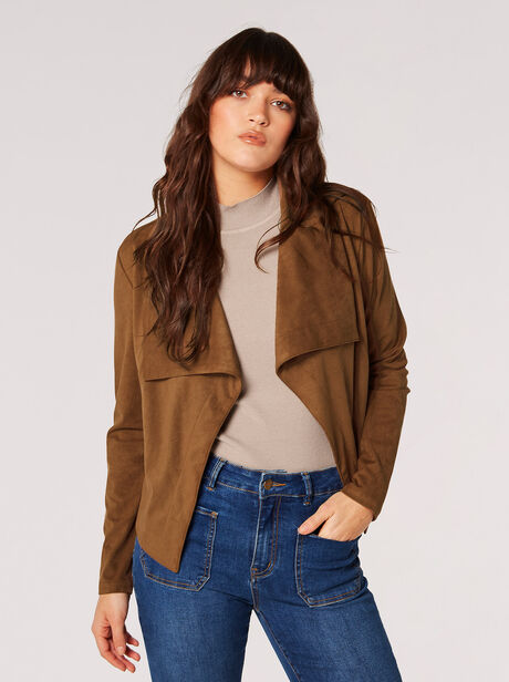 Cropped Suede Waterfall Jacket