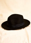 Wool Fedora Hat, Black, large