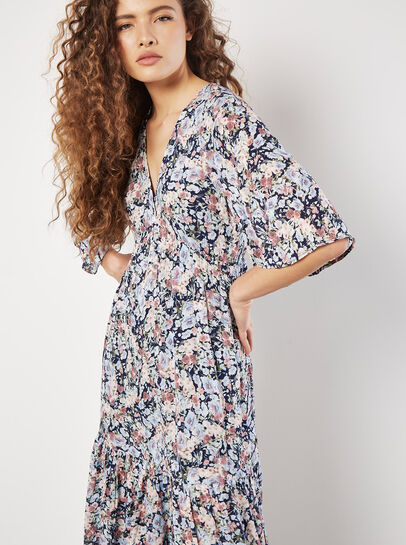 Watercolour Floral Shimmer Maxi Dress