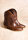 Short Leather Cowboy Boots, Brown, large