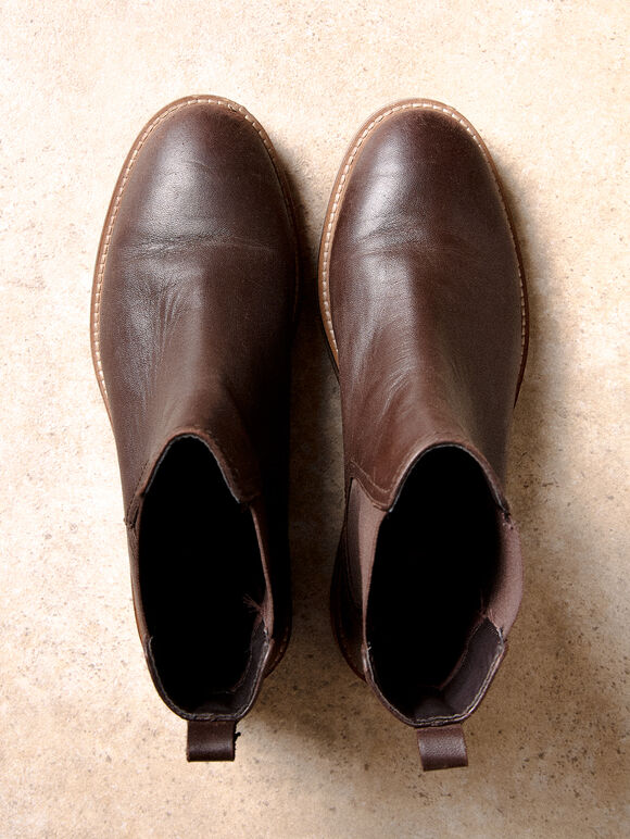 Leather Chelsea Boots, Brown, large