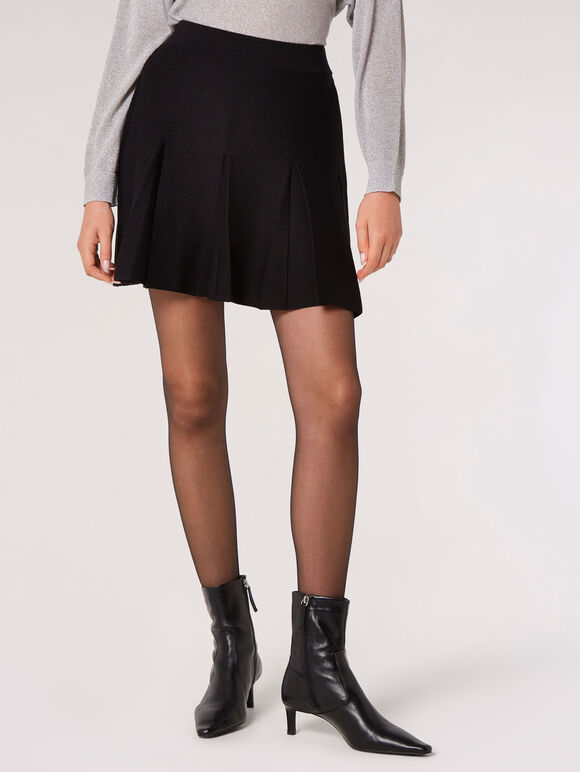 Knitted Pleated Mini Skirt | Apricot Clothing