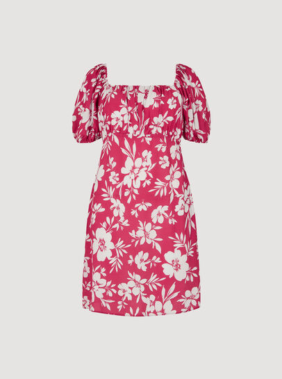 Floral Silhouette Milkmaid Mini Dress