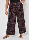 Curve Abstract Swirl Wide Leg Trousers, Navy, large