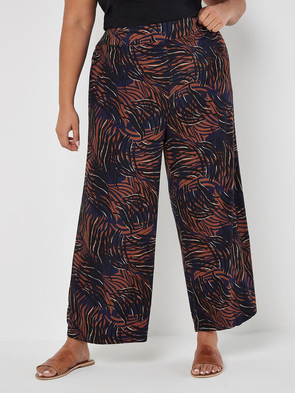 Curve Abstract Swirl Wide Leg Trousers, Navy, large