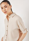 Woven Cropped Shirt, Stone, large