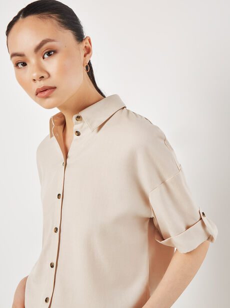 Woven Cropped Shirt