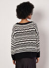 Pointelle Stripe Crochet Jumper, Black, large