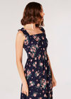 Floral Smocked Milkmaid Maxi Dress, Navy, large