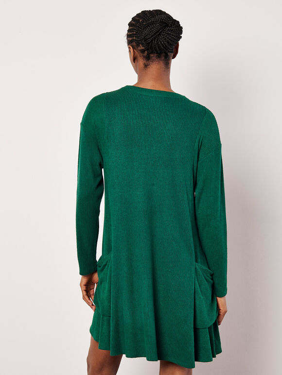 Soft Touch Rib Knit Mini Dress, Green, large