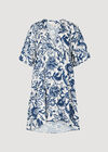 Floral Cotton Mini Dress, Blue, large
