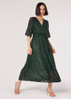 Sequin Kimono Midi Dress, Green, large