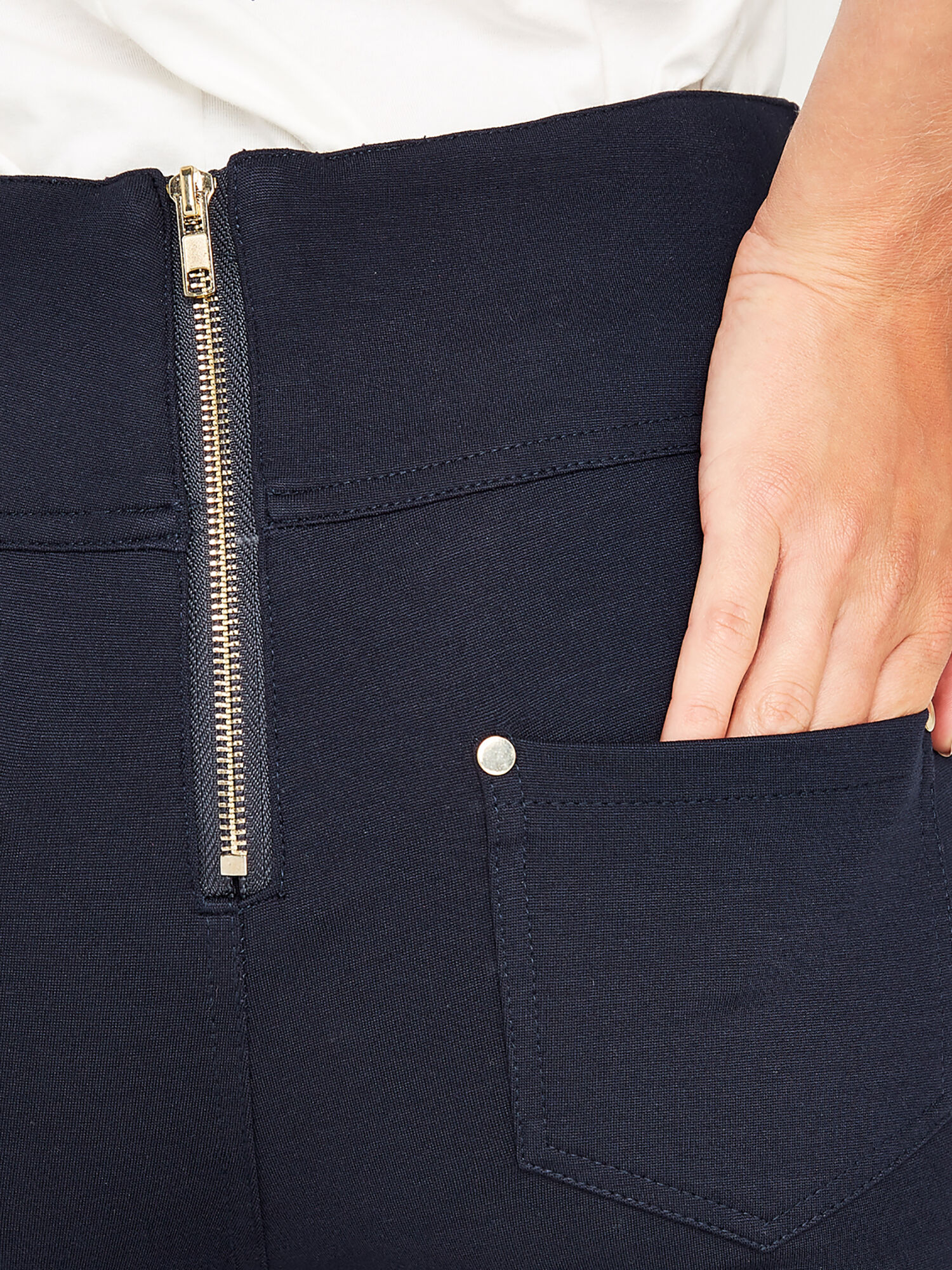 Zip Detail Ponte Trousers | Apricot Clothing
