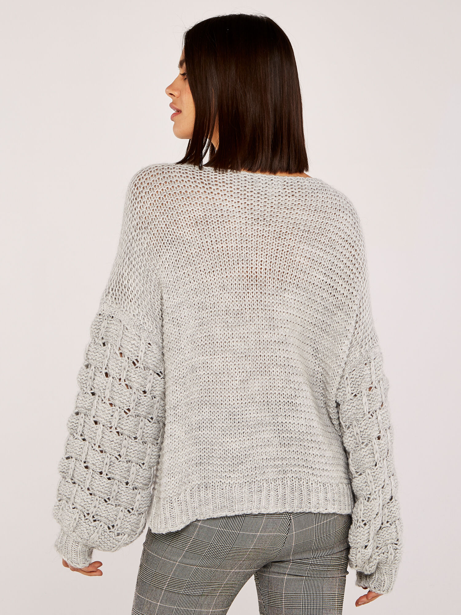 Chunky Weave Knit Sleeve Jumper | Apricot Clothing