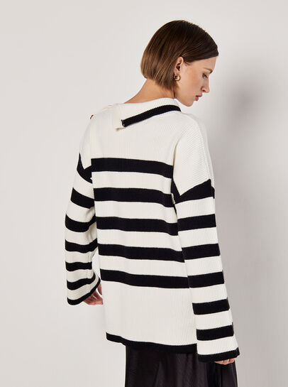 Button Detail Stripe Jumper