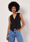 Tailored Asymmetric Waistcoat, Black, large