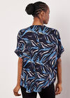 Abstract Print Pleat Blouse, Navy, large