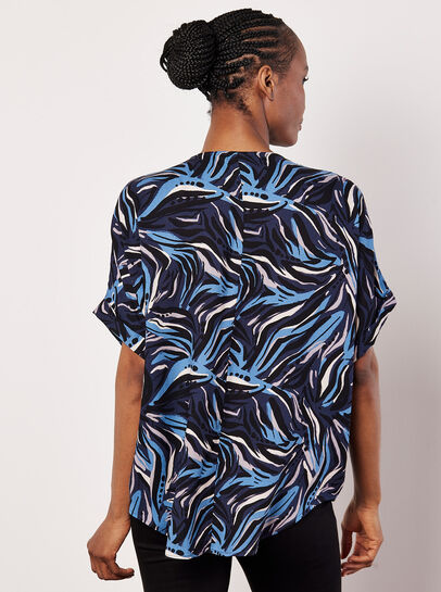 Abstract Print Pleat Blouse