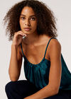 Textured Satin Camisole Top, Teal, large