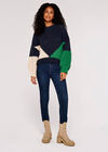 Colourblock Chunky Knit Jumper, Navy, large