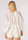 Floral Embroidered Organza Blouse, Cream, large