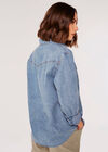 Oversized Cotton Denim Shirt, Blue, large