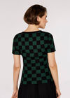 Chequered  Knit Top, Green, large