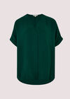 Vneck Cotton Top, Green, large