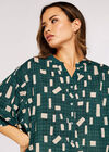 Geometric Print Oversized Blouse, Green, large