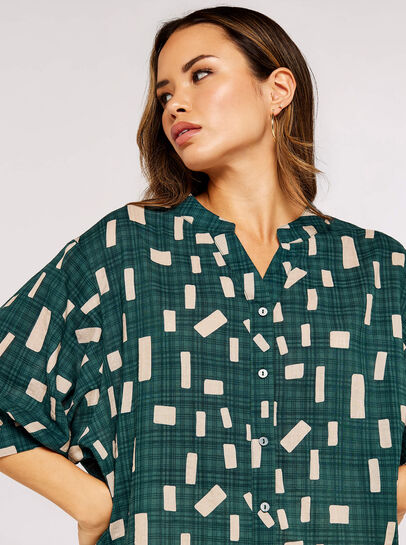 Geometric Print Oversized Blouse