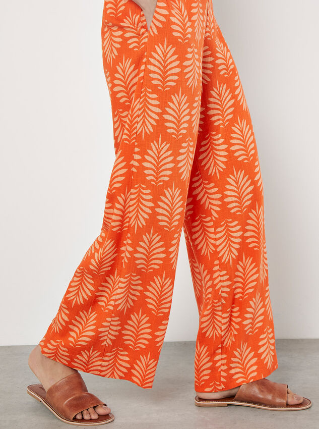 Geo Leaf Palazzo Trousers, Orange, large