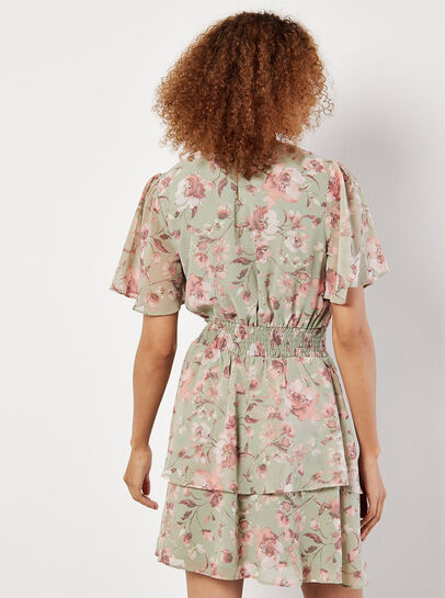 Watercolour Blooms Chiffon Mini Dress