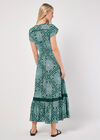 Scarf Print Crochet Detail Maxi Dress, Green, large