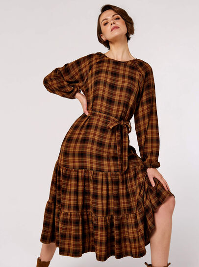 Textured Check Midi Dress