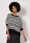 Pointelle Stripe Crochet Jumper, Black, large