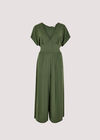 V Neck Jumpsuit, Khaki, large