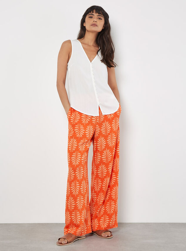 Geo Leaf Palazzo Trousers, Orange, large