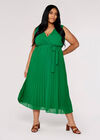 Curve Plisse Wrap Dress, Green, large