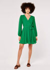 Chiffon Wrap Mini Dress, Green, large