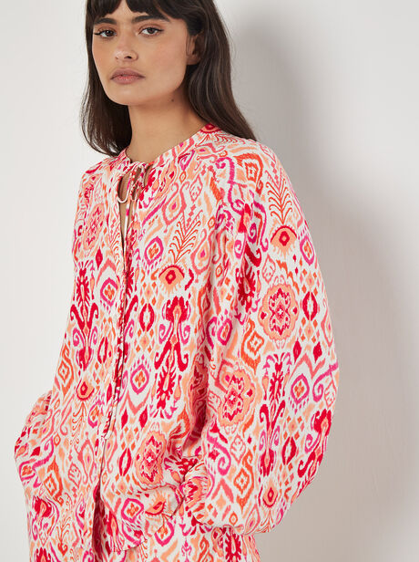 Ikat Print Oversized Blouse