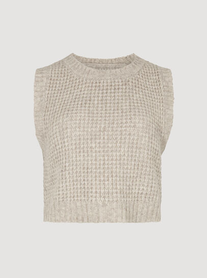 Cropped Waffle Knitted Vest Top