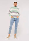 Ribbed Colour Block Stripe Jumper, Mint, large