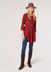 Swirl Spot Shirt Mini Dress, Burgundy, large