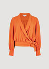 Soft Twill Wrap Top, Orange, large