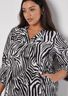 Curve Zebra Print Mini Dress, Black, large