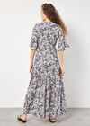 Watercolour Floral Shimmer Maxi Dress, Navy, large