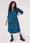 Curve Marble Swirl Midi Dress, Blue, large