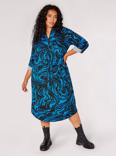 Curve Marble Swirl Midi Dress