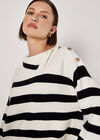 Button Detail Stripe Jumper, Black, large